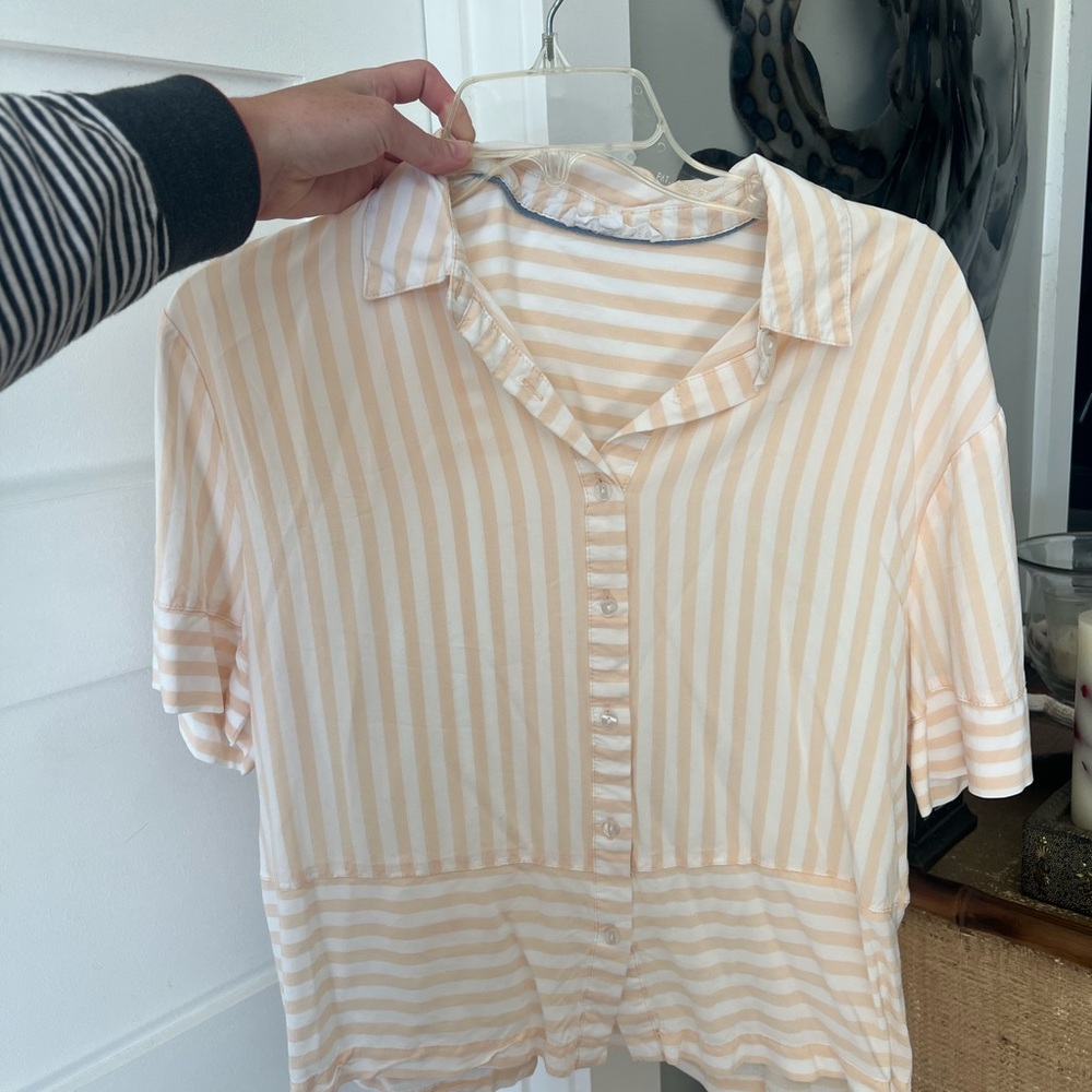 Jane and Delancey Light Orange Striped Button-Down Shirt